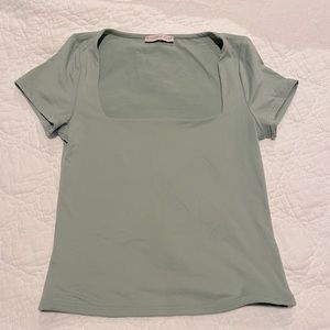 Sage green square neck fitted tee